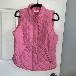 Crown & ivy Zip Button Up Puff Vest Soft Pink with Gold Women's Medium